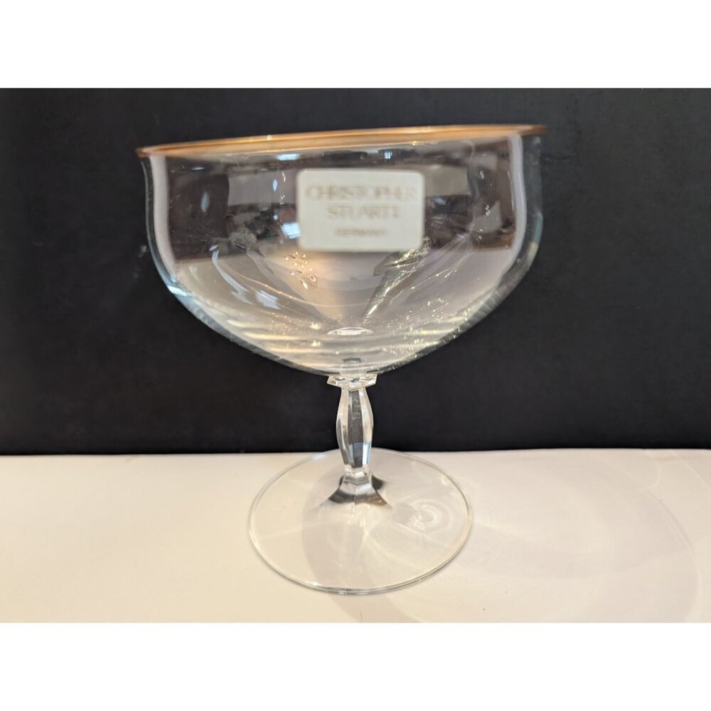 Christopher Stuart Germany Gold Rim Crystal Coupe Glass 5.5 Oz Elegant Design